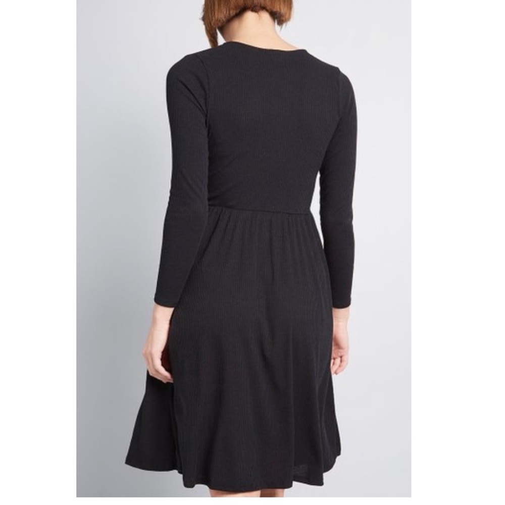 ModCloth To Your Liking Black Ribbed Dress - Picture 2 of 8